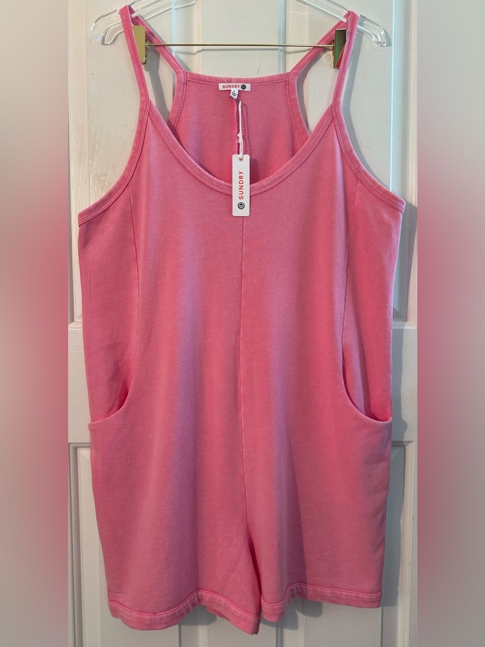 ANTHROPOLOGIE Lrg Balletcore Bubblegum Pink Sleeveless Cotton Rich Romper Sundry